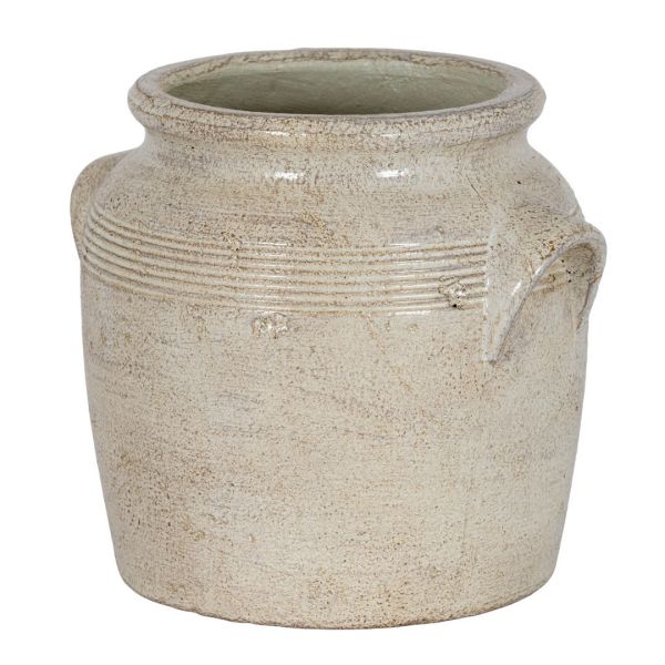 Tarn Collection Large Pot with Handles - Ceramic - L32 x W27 x H26 cm - White