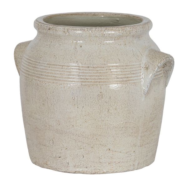 Tarn Collection Medium Pot with Handles - Ceramic - L22 x W26 x H22 cm - White