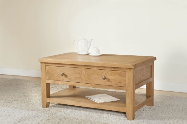 Shrewsbury Coffee Table with 2 Drawers - L60 x W100 x H50 cm - Oak