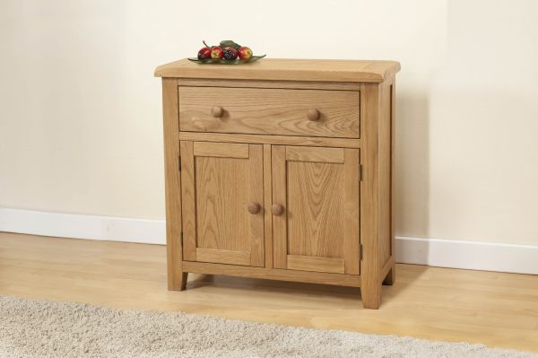 Shrewsbury Compact Sideboard with 1 Drawer And 2 Doors - L32 x W80 x H80 cm - Oak