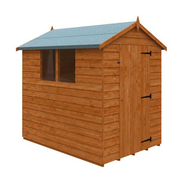 7 x 5 Feet Budget Apex 9mm Shed - Solid Wood/Softwood/Pine - L205 x W145 x H210.9 cm - Burnt Orange