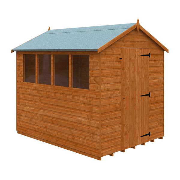 8 x 6 Feet Super Apex 12mm Shed - Solid Wood/Softwood/Pine - L235 x W175 x H217.9 cm - Burnt Orange