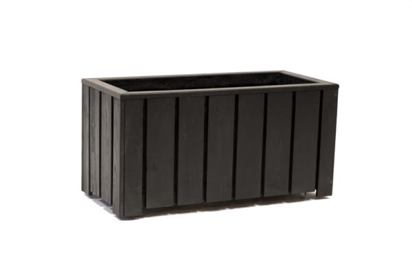 Valmiera Rectangular Planter on Wheels - Wood - L75 x W35 x H37 cm - Black