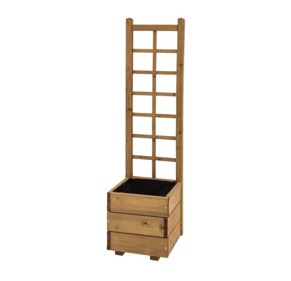 Square Trellis Planter - Wood - L32 x W32 x H120 cm - Brown