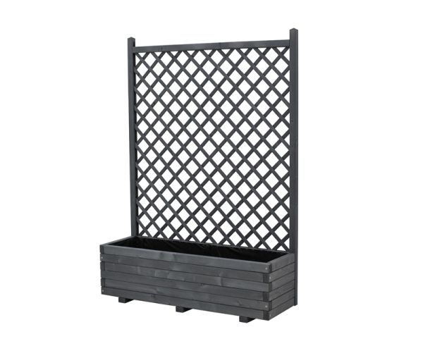 Large Diamond Trellis Planter - Wood - L120 x W40 x H170 cm - Dark Grey