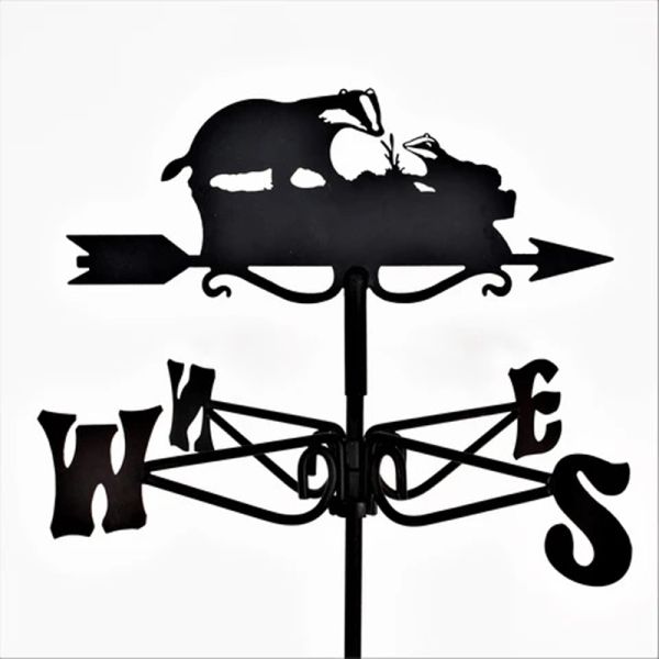 Mini Badger Weathervane - Steel - L38 x W38 x H51 cm - Black