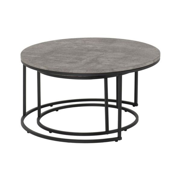 Athens Indoor Round Coffee Table Set - Concrete Effect