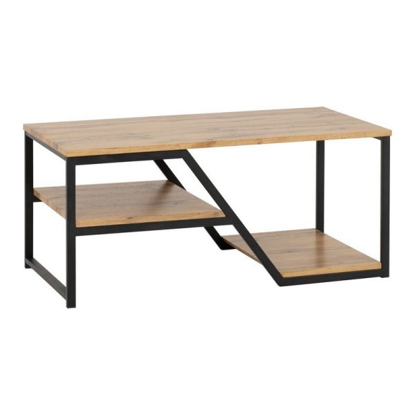 Durham Coffee Table - L50 x W100 x H45 cm - Light Oak Effect/Black