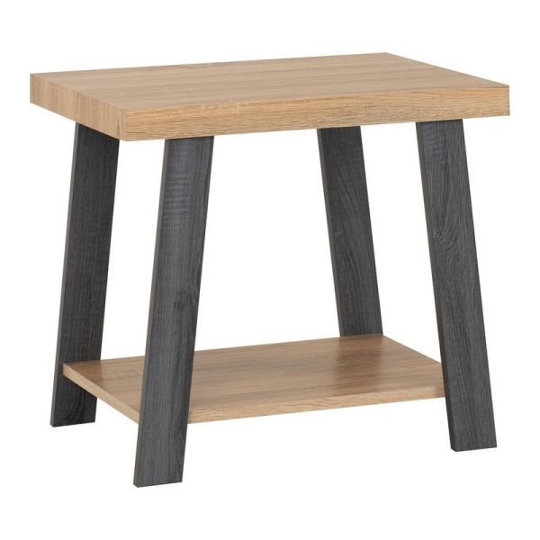 Eddie Side Table - L45 x W60 x H55 cm - Grey/Sonoma Effect