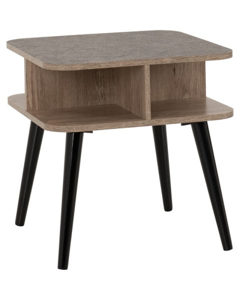 Saxton Side Table - L50 x W50 x H52 cm - Mid Oak Effect/Grey