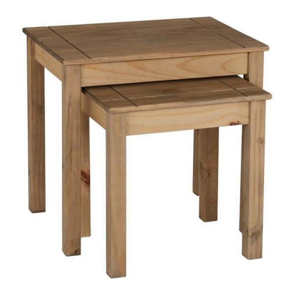 Panama Nest of 2 Tables - L40 x W56 x H53.5 cm - Natural Wax