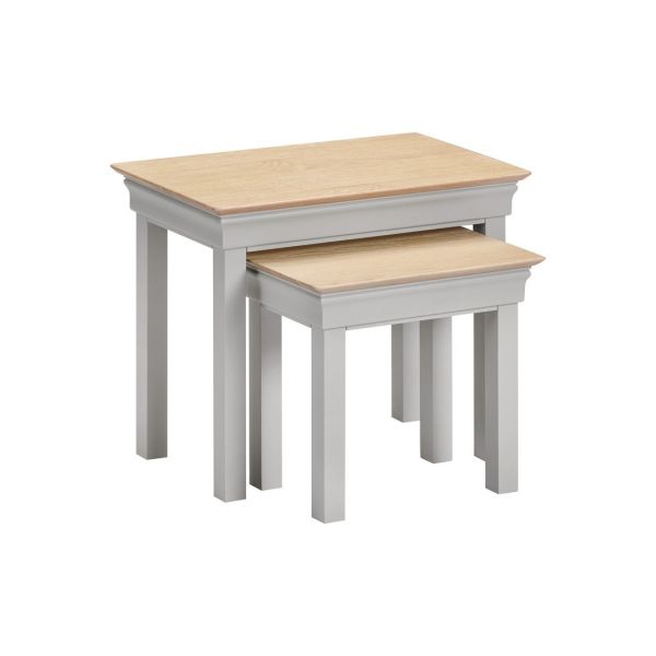Bordeaux Nest of 2 Tables - Pebble Grey/Oak
