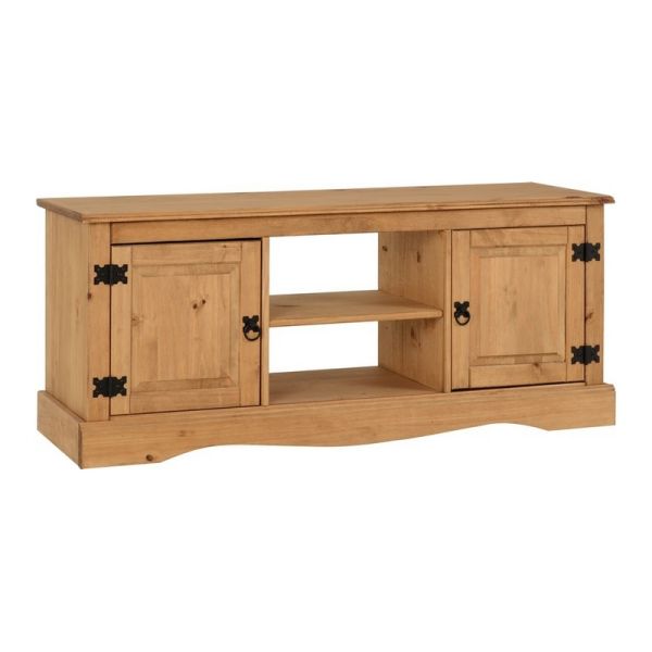 Corona 2 Door 1 Shelf Flat Screen TV Unit - L40 x W120 x H51.5 cm - Distressed Waxed Pine