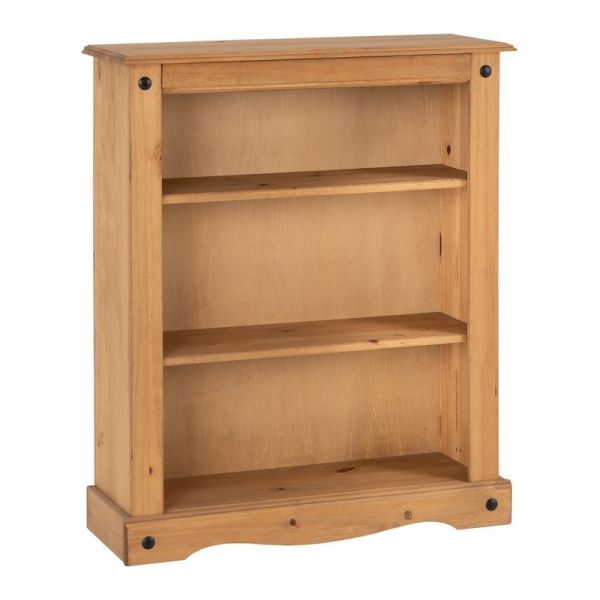 Corona Low Bookcase - L29 x W84 x H100.5 cm - Distressed Waxed Pine