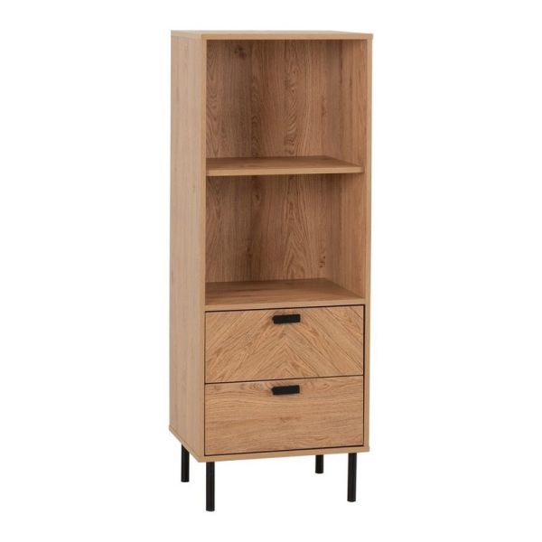 Leon 2 Drawer 2 Shelf Cabinet - L40 x W50 x H133 cm - Medium Oak Effect