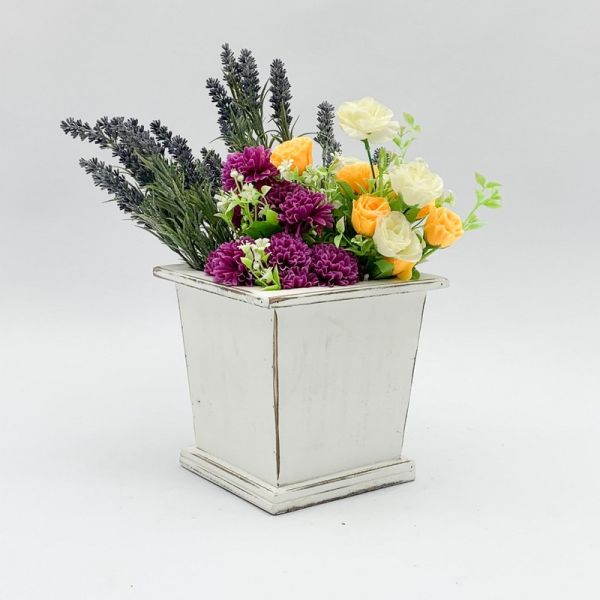 Planter - Wooden - L20 x W20 x H20 cm - White