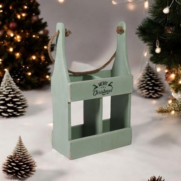 2 Bottle Wine Holder - L10 x W21 x H39 cm - Rustic Green