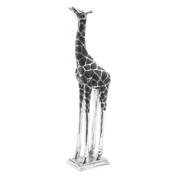 Giraffe Sculpture Head Forward - Resin - L7 x W10.5 x H39 cm - Silver/Black