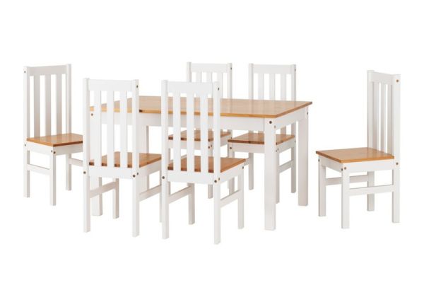Ludlow 1+6 Dining Set - White/Oak Lacquer