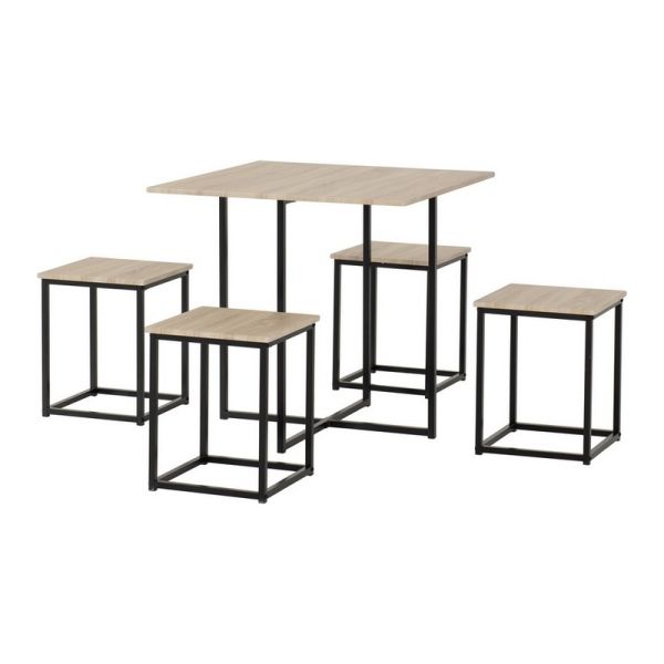 Kent 1+4 Stowaway Dining Set - Sonoma Oak Effect/Black