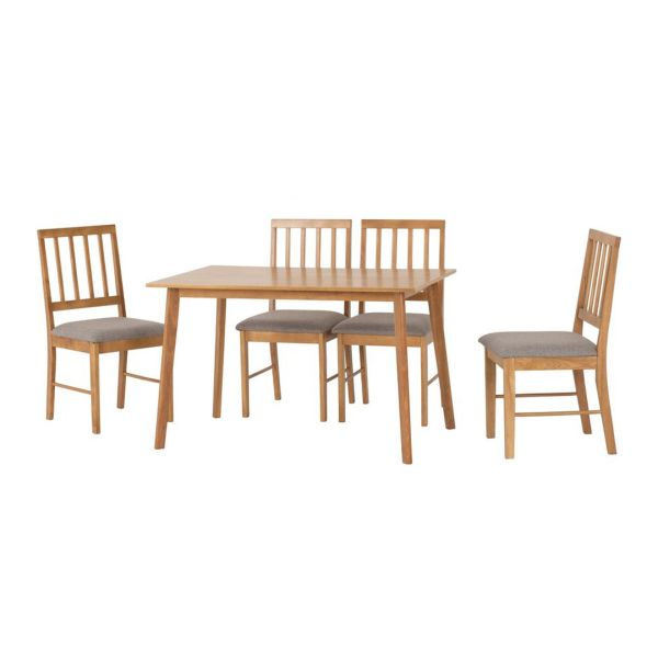 Austin 1+4 Indoor Dining Set - Oak Effect/Grey Fabric