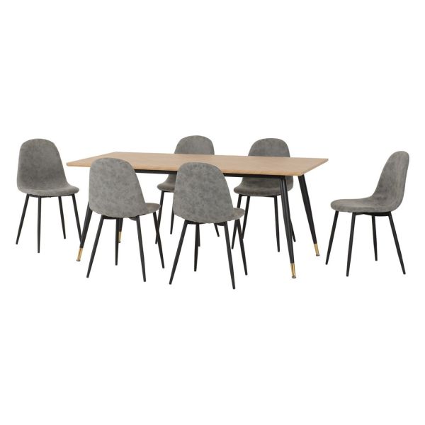 Hamilton & Athens Large Indoor Dining Set - Medium Oak Effect/Grey