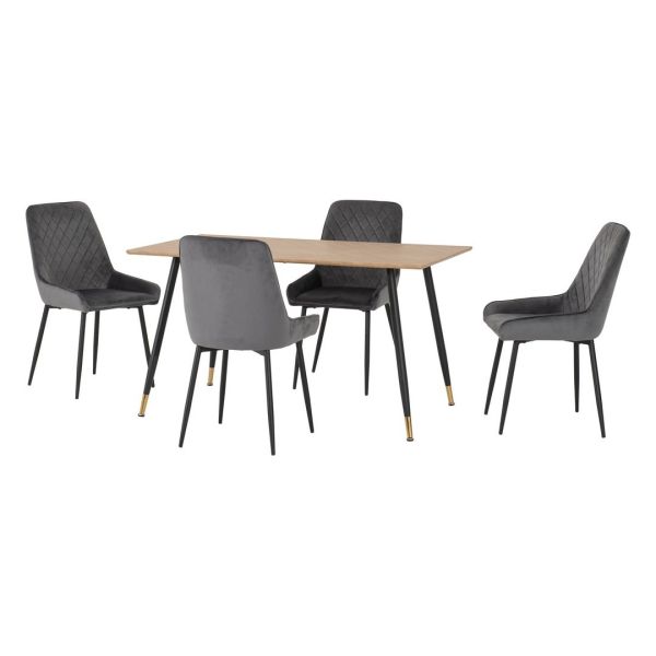 Hamilton & Avery Medium Indoor Dining Set - Medium Oak Effect/Grey Velvet
