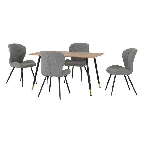 Hamilton & Quebec Medium Indoor Dining Set - Medium Oak Effect/Grey