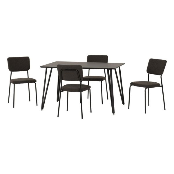 Marlow & Sheldon Indoor Dining Set with 4 Chairs - Black Marble/Grey Boucle Fabric