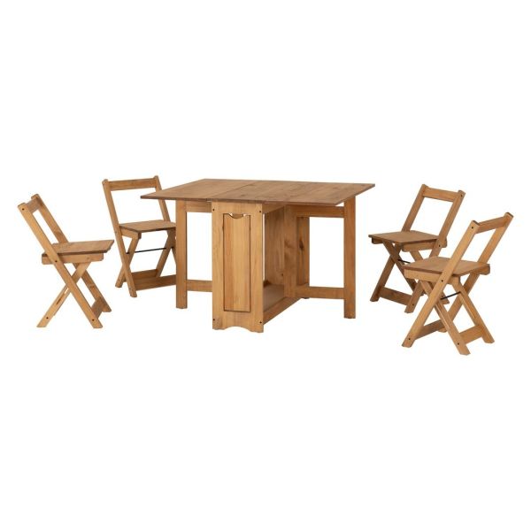 Santos Butterfly Indoor Dining Set (Set of 4) - Natural Wax