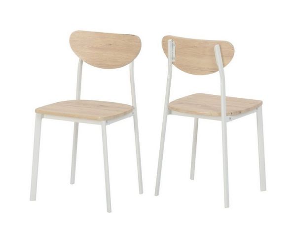 Riley Chair (Box of 2) - L42 x W42.5 x H79 cm - White/Light Oak Effect Veneer