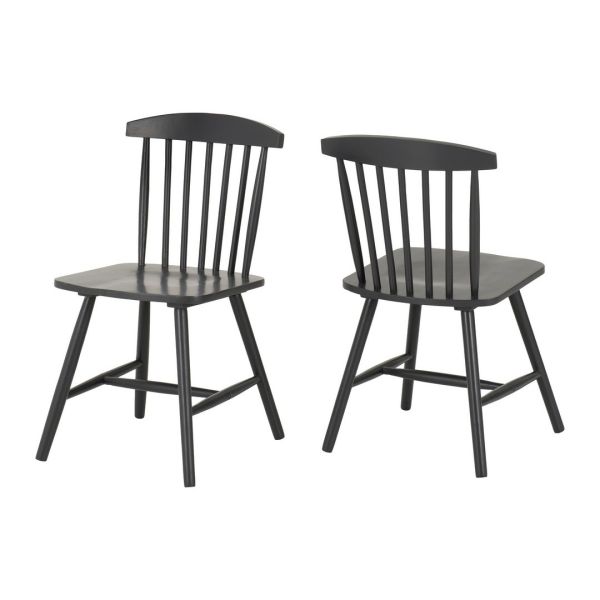 Emery Indoor Dining Chair (Pack of 2) - Rubberwood - L50 x W45 x H79 cm - Dark Grey