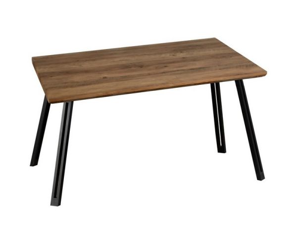 Quebec Straight Edge Dining Table - L80 x W140 x H76 cm - Medium Oak Effect/Black