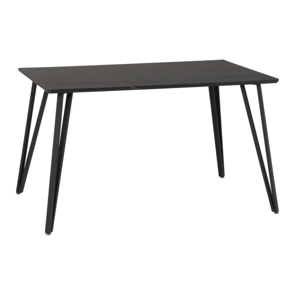 Marlow Indoor Dining Table - L80 x W130 x H75.5 cm - Black Marble Effect
