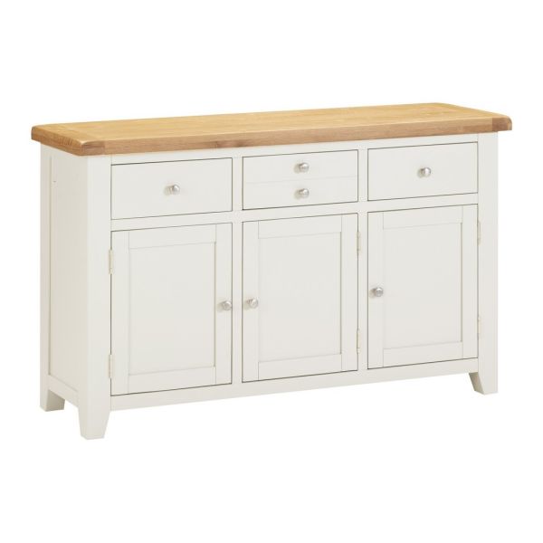 Windsor 3 Door 3 Drawer Sideboard - L40 x W137 x H82 cm - Ivory/Oak