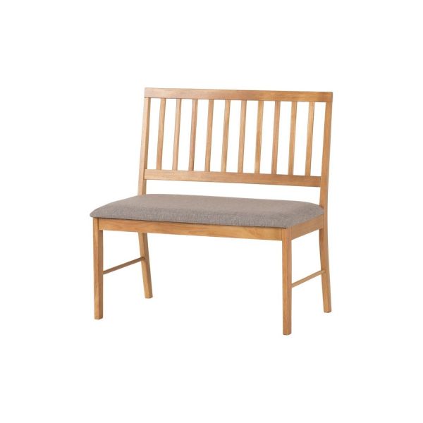 Austin Indoor Dining Bench - L52 x W89 x H92.5 cm - Wood - Oak Effect/Grey Fabric