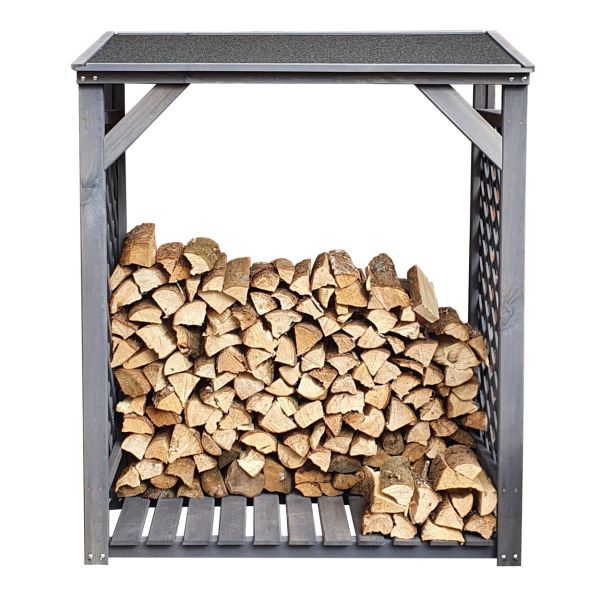 Speyer Modern Firewood Log Store - Timber - L68 x W119.5 x H148 cm - Grey