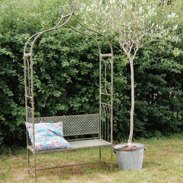 Marlborough Arbour Bench - L108 x W41 x H239 cm - Antique Blue Rust