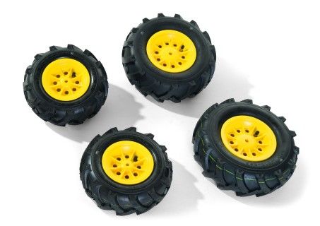 Four Wheels With Pneumatic Rubber Tyres 2 of 260 & 2 of 325x110 Yellow