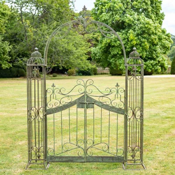 Vintage Arch with Gates - L185 x W38 x H249 cm - Green Rust