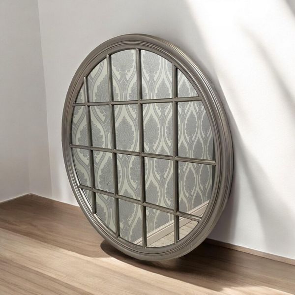 Round Framed Wall Mirror - L5 x W120 x H120 cm - Silver