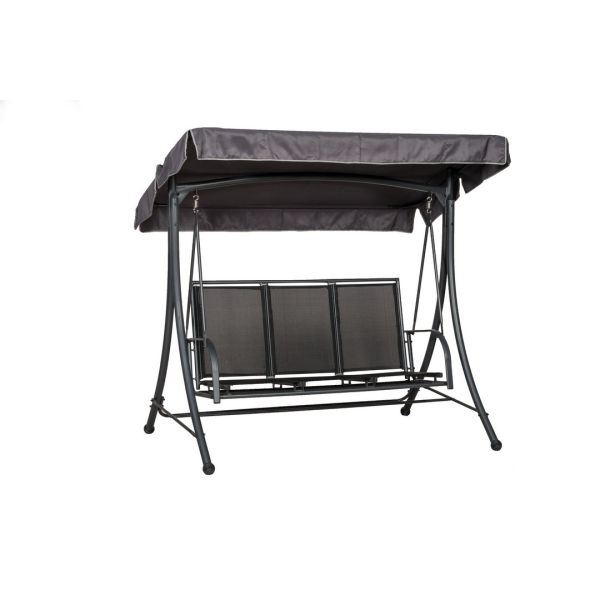 Sorrento 3 Seater Swing Hammock - Steel/Textylene Fabric - L208 x W122 x H178 cm - Black