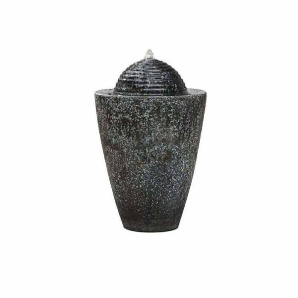 Dappled Column Water Feature - Glassfibre Reinfornced Concrete (GRC) - L41 x W41 x H62.5 cm - Mottled Black