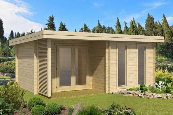 Orkney-Log Cabin, Wooden Garden Room, Timber Summerhouse, Home Office - L580 x W450 x H233.7 cm