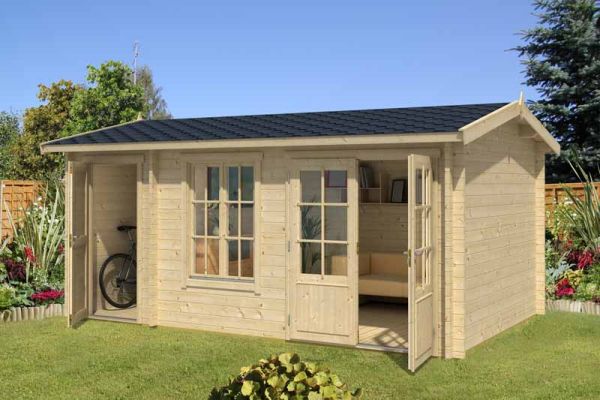 Wrexham 2-Log Cabin, Wooden Garden Room, Timber Summerhouse, Home Office - L525 x W350.8 x H250.8 cm