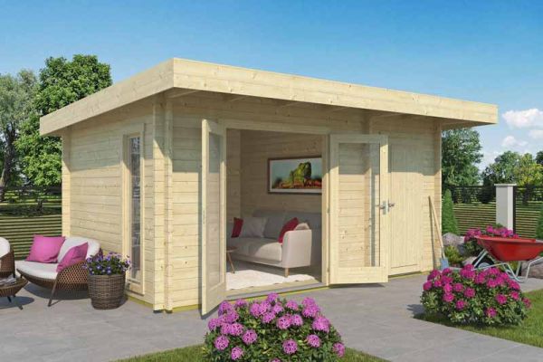 Chameleon 44-Log Cabin, Wooden Garden Room, Timber Summerhouse, Home Office - L510 x W410 x H233.7 cm