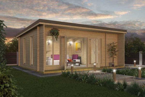 Japan-Log Cabin, Wooden Garden Room, Timber Summerhouse, Home Office - L648 x W470 x H250.8 cm