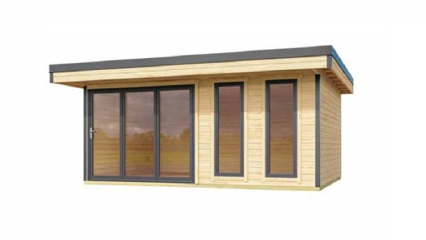 Domeo 8 + Domeo 8 Al. pack-Log Cabin, Wooden Garden Room, Timber Summerhouse, Home Office - L560 x W489.2 x H239.4 cm