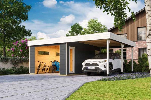 Bahamas + sectional door-Log Cabin, Wooden Garden Room, Timber Summerhouse, Home Office - L680 x W560 x H250.8 cm