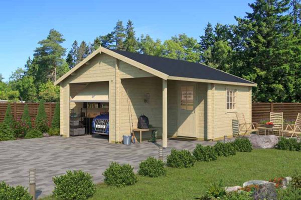 Nevis + door Hormann-Log Cabin, Wooden Garden Room, Timber Summerhouse, Home Office